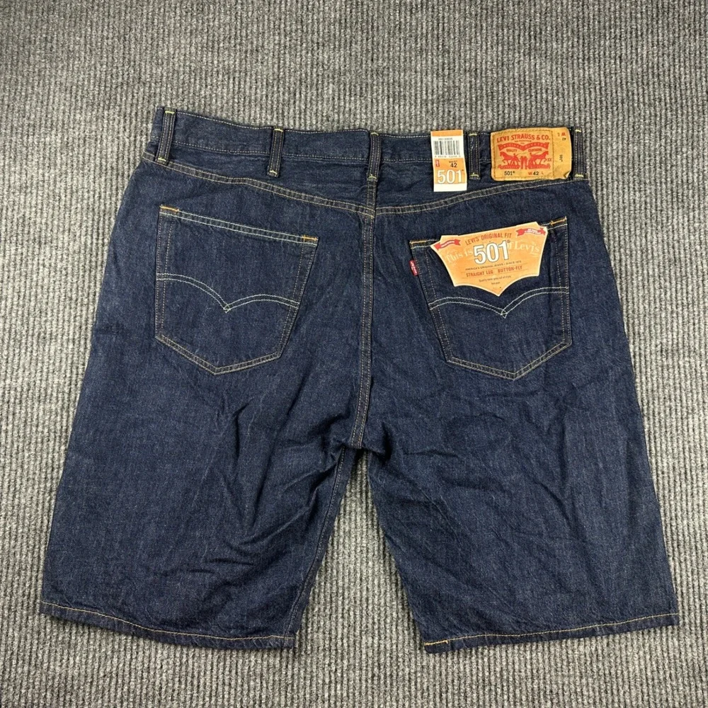 Levis 501 Mens Original Fit Denim Shorts Dark Wash Button Fly W42 2008